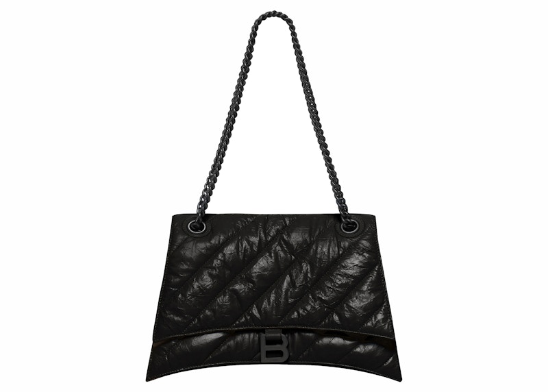 Balenciaga Crush Medium Chain Quilted Bag Black