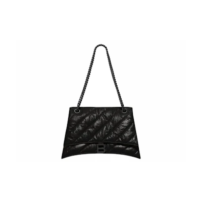 Balenciaga Crush Medium Chain Quilted Bag Black