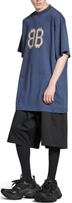 巴黎世家藍色加密標誌印花男女同款寬鬆T恤 FW24 739028TOVU64108 Shop 巴黎世家藍色加密標誌印花男女同款寬鬆T恤 FW24 739028TOVU64108