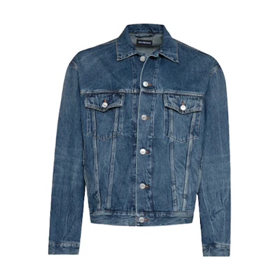 Balenciaga Denim Jacket Blue Unisex Regular Fit Button-Up with Pockets. 643398TJW214254