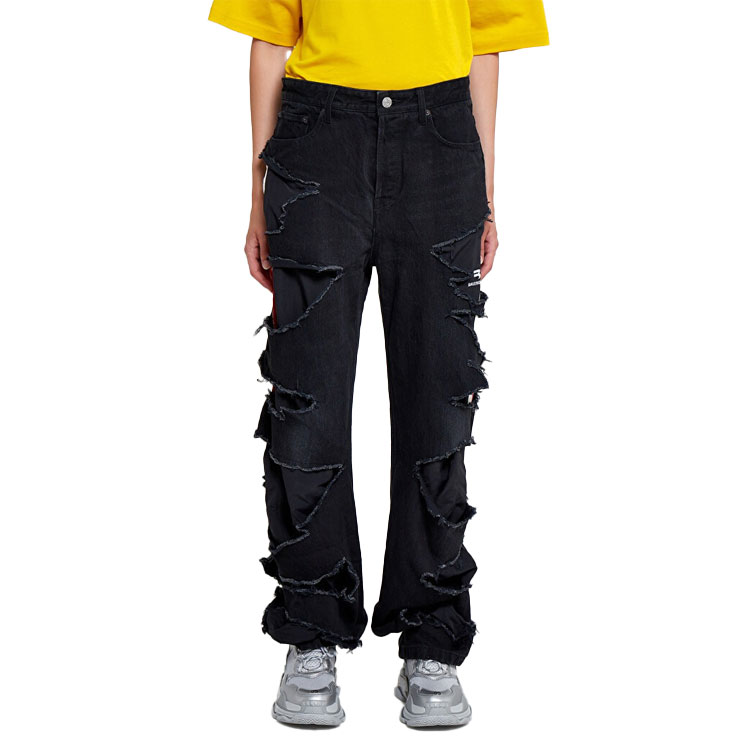 Cheap 巴黎世家做旧黑色牛仔裤男女同款常规版型。 662764TBP471055