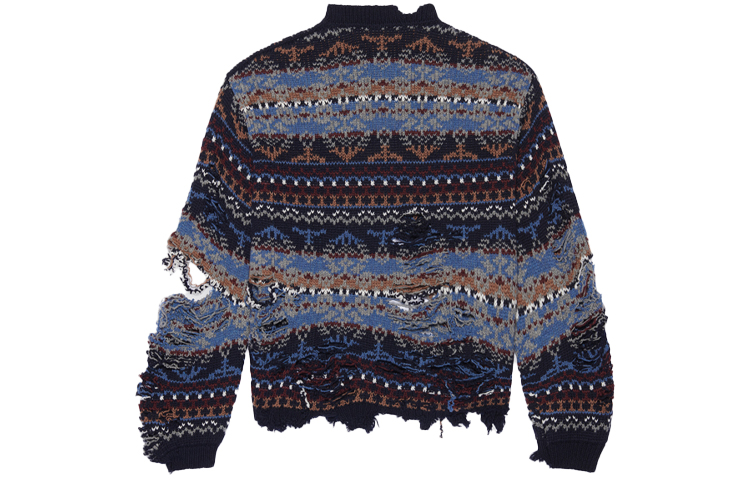 Lookbook Balenciaga Distressed Crewneck Long-Sleeve Sweater Unisex Blue Loose Fit. 662518T16028088