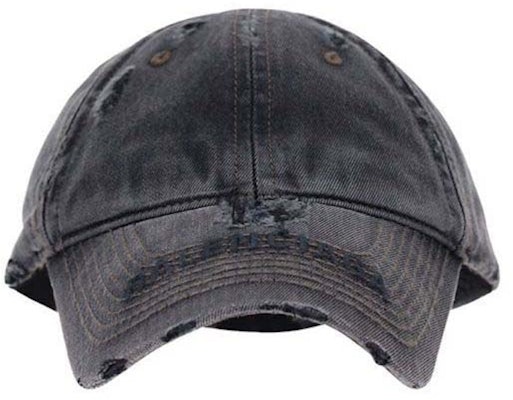 Balenciaga Distressed Denim Cap Charcoal Buy Balenciaga Distressed Denim Cap Charcoal