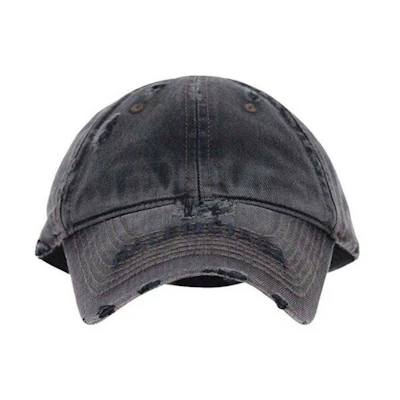 Balenciaga Distressed Denim Cap Charcoal