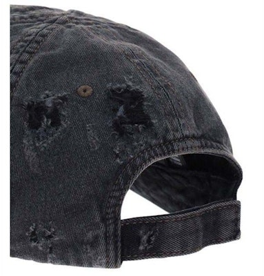 Balenciaga Distressed Denim Cap Charcoal Lookbook Balenciaga Distressed Denim Cap Charcoal