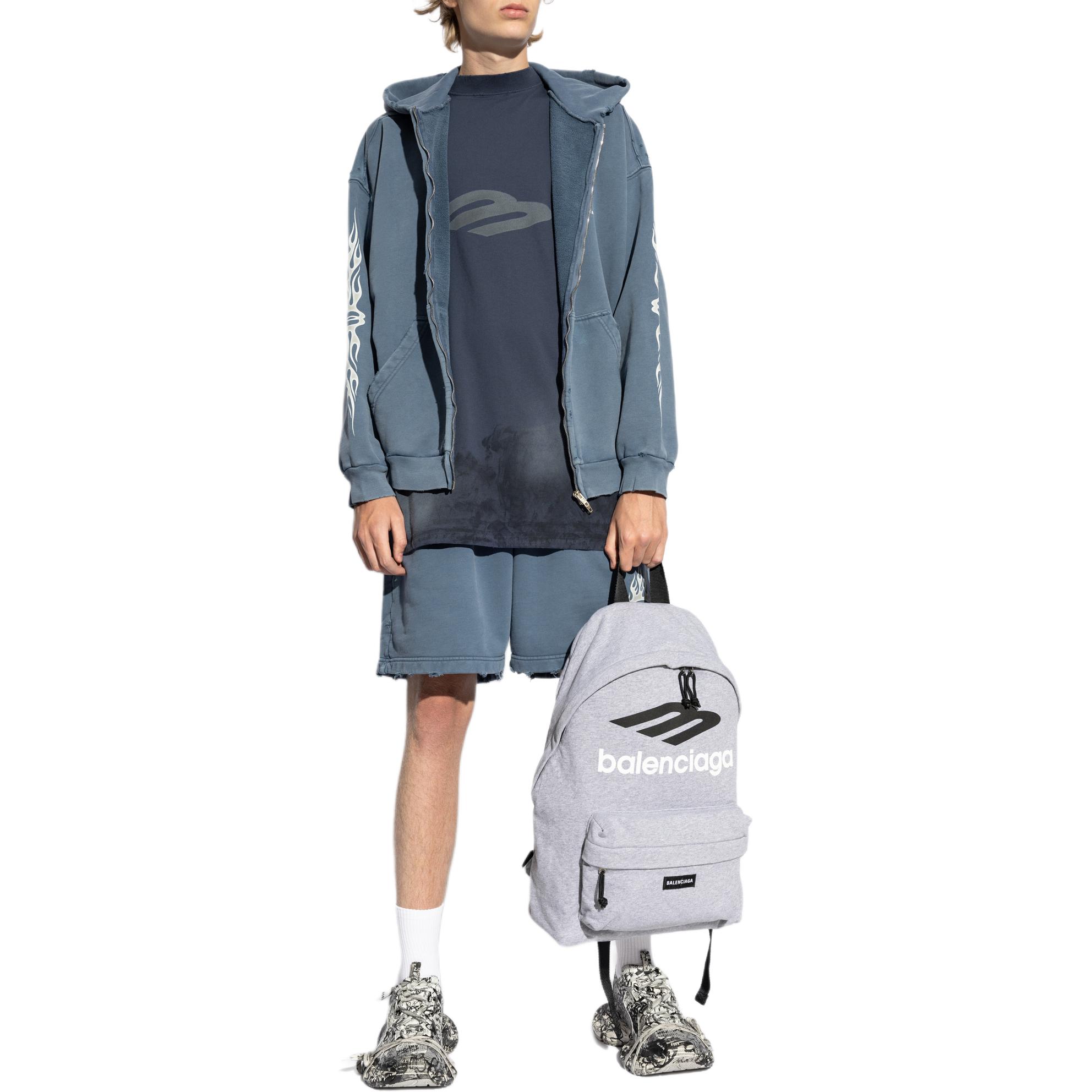 Balenciaga Distressed Logo Print Relaxed Fit Unisex T-Shirt in Navy Blue. 787349TQVU44042 圖 10