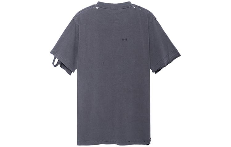 Balenciaga Distressed Print Cotton Crewneck T-Shirt Black 661705TKVD91069 圖 3