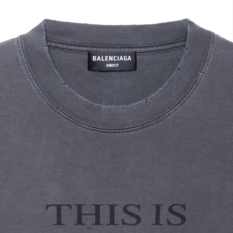 Balenciaga Distressed Print Cotton Crewneck T-Shirt Black 661705TKVD91069 圖 6