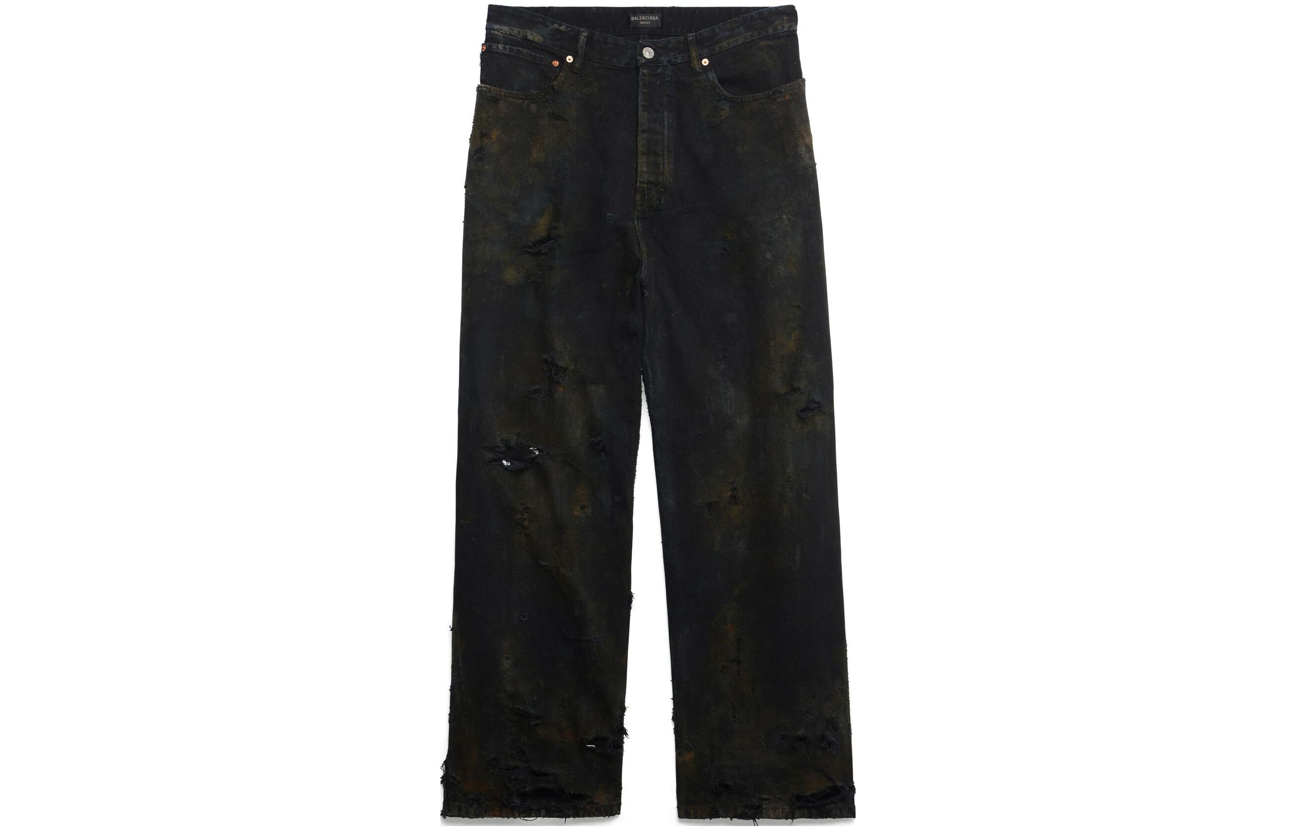 Balenciaga Distressed Straight-Leg Loose Fit  Jeans Light Blue. 745248TBP471363