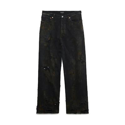 Balenciaga Distressed Straight-Leg Loose Fit Jeans Light Blue. 745248TBP471363