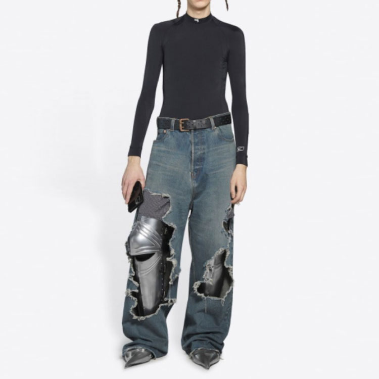 Balenciaga Distressed Straight-Leg Mid-Rise Blue Denim Jeans. 664265TJW572500 圖 4