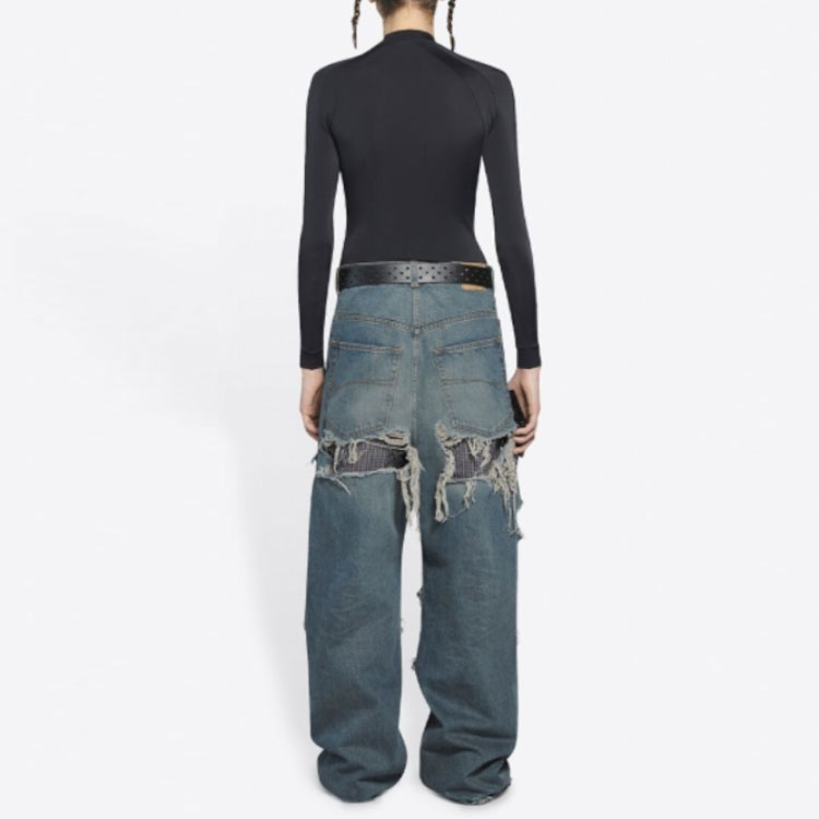 Balenciaga Distressed Straight-Leg Mid-Rise Blue Denim Jeans. 664265TJW572500 圖 5