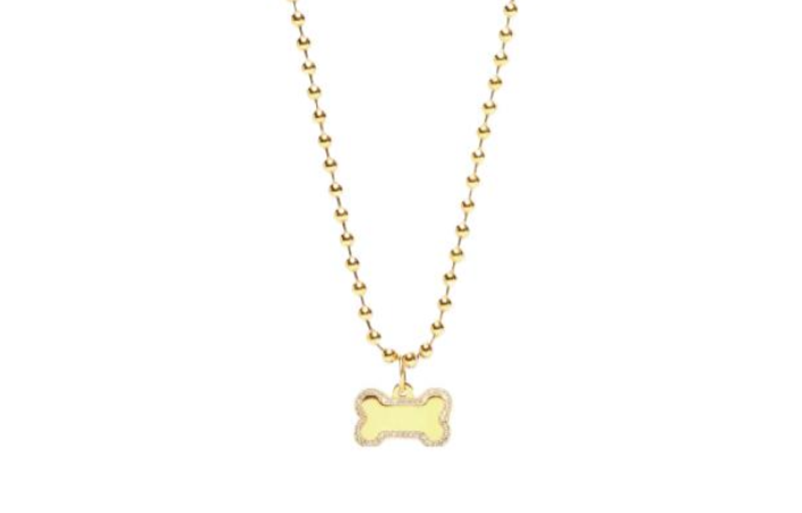 Balenciaga Dog Bone Pendant Stainless Steel Gold Necklace for Men. 738984T01408066