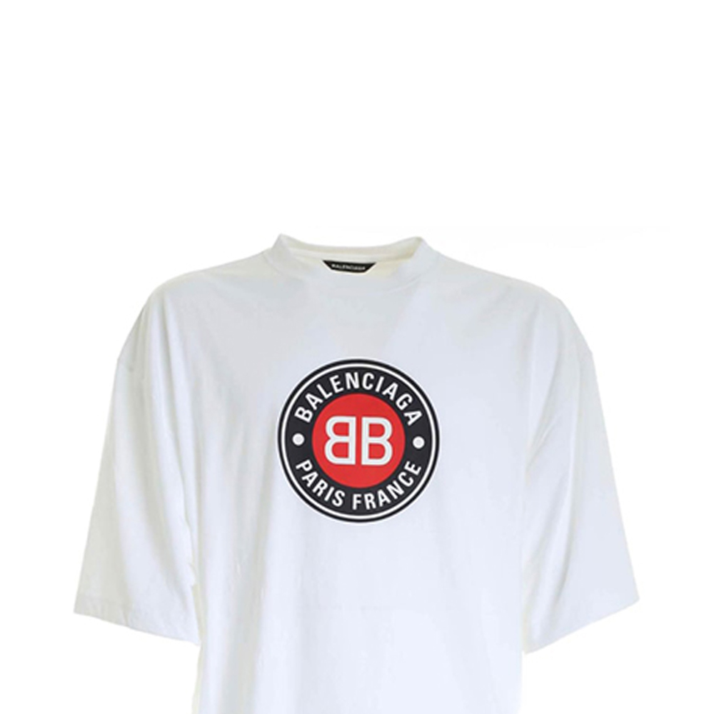 Balenciaga Double B Logo Print White Loose Fit T-Shirt for Men 641614TJV769000 圖 7