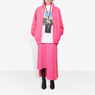 Balenciaga Double Brushed Fleece Tracksuit Jacket 'Fluo Pink' Lookbook Balenciaga Double Brushed Fleece Tracksuit Jacket 'Fluo Pink'