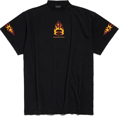 Camiseta Oversized Negra Balenciaga Double Flame Logo SS24 Unisex Casual. 787349TQVW71134 Buy Camiseta Oversized Negra Balenciaga Double Flame Logo SS24 Unisex Casual. 787349TQVW71134