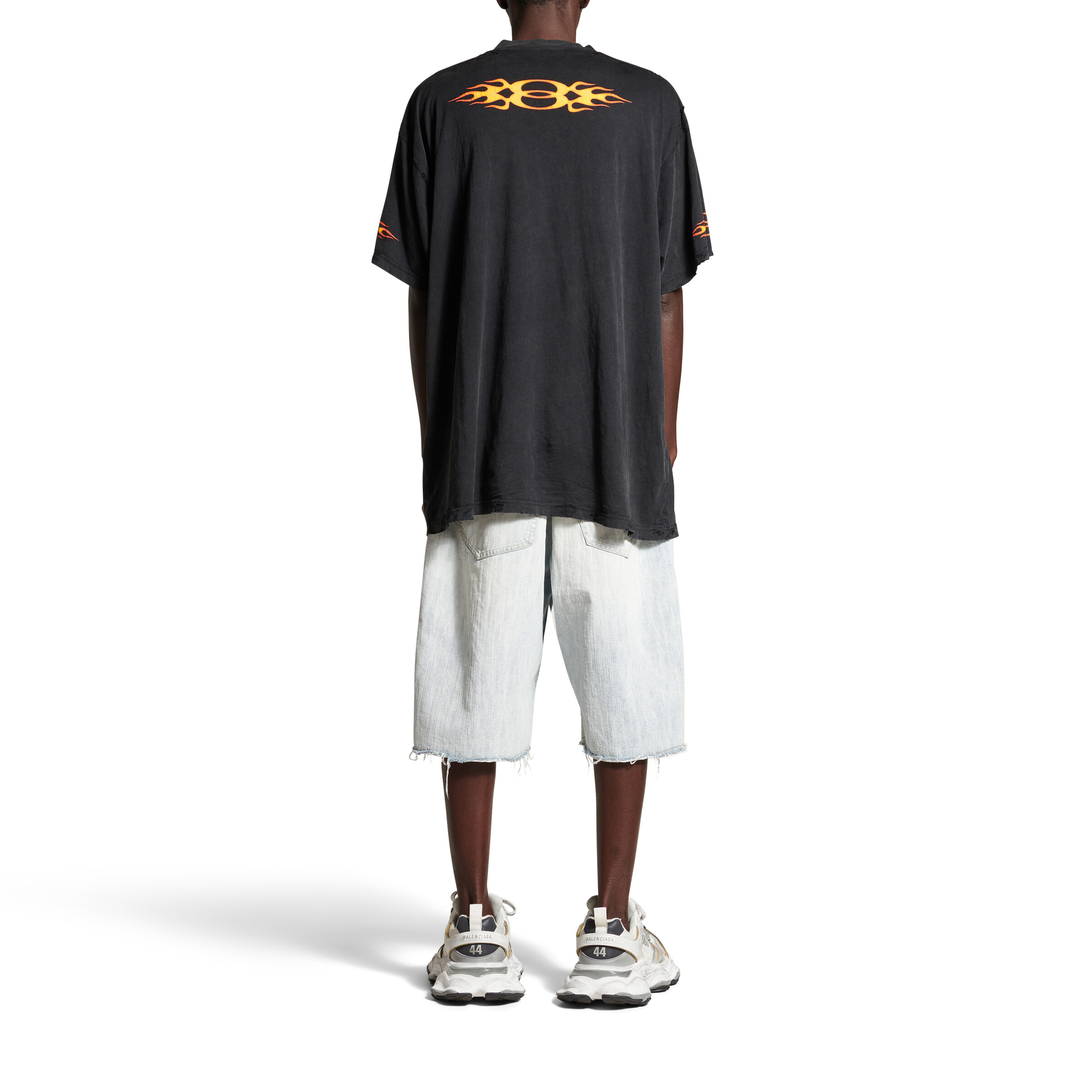Purchase Camiseta Oversized Negra Balenciaga Double Flame Logo SS24 Unisex Casual. 787349TQVW71134