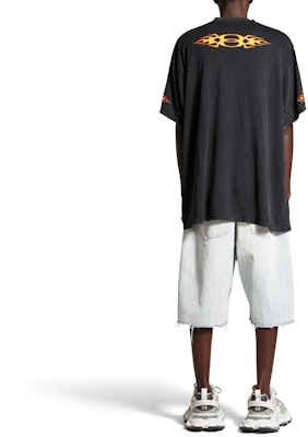 Camiseta Oversized Negra Balenciaga Double Flame Logo SS24 Unisex Casual. 787349TQVW71134 Purchase Camiseta Oversized Negra Balenciaga Double Flame Logo SS24 Unisex Casual. 787349TQVW71134
