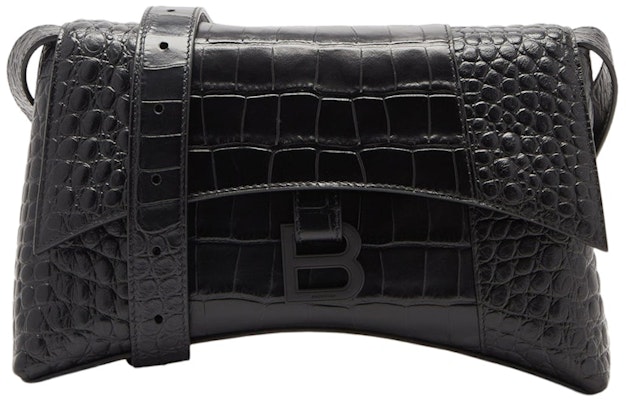 Balenciaga Downtown Shoulder Bag XS Crocodile Embossed Black/Black Buy Balenciaga Downtown Shoulder Bag XS Crocodile Embossed Black/Black