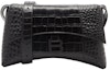Buy Balenciaga Downtown Shoulder Bag XS Crocodile Embossed Black/Black