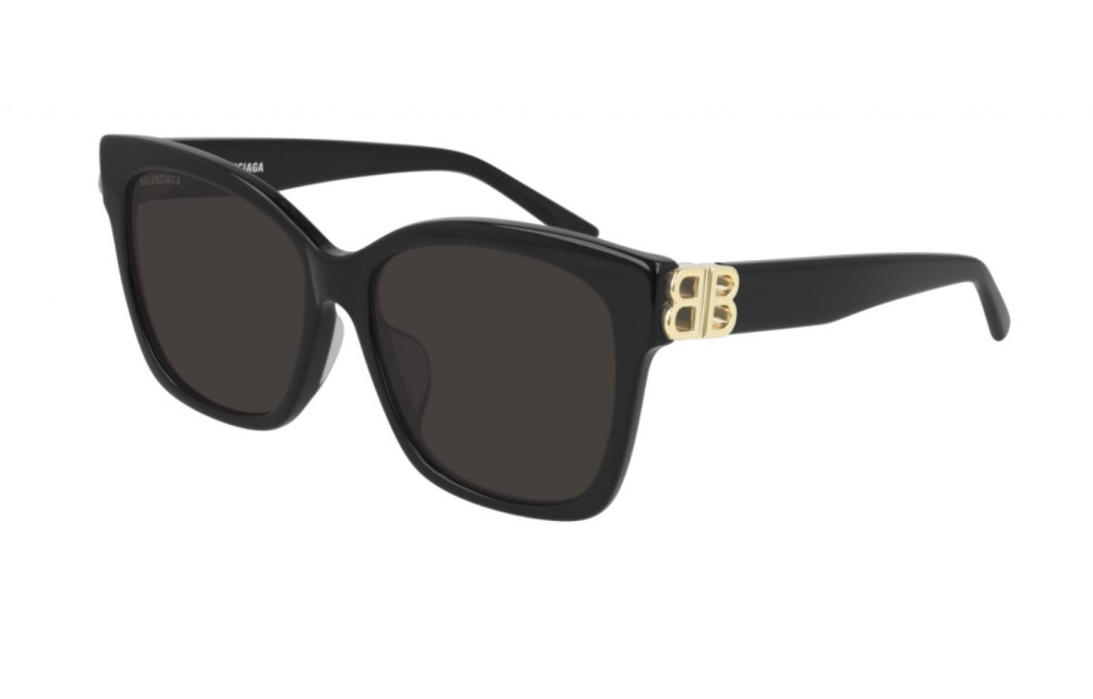 Balenciaga Dual Logo Black Square Sunglasses Gray Lens Unisex Couples Style. BB0102SA-001