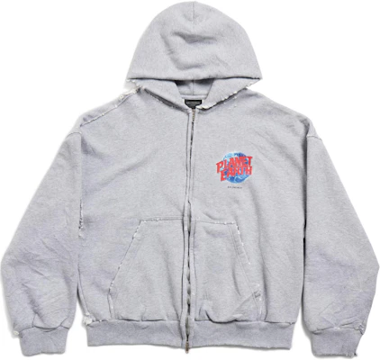 Balenciaga 地球圖案拉鍊連帽灰色外套 正常版型 803264TRVD11300 Buy Balenciaga 地球圖案拉鍊連帽灰色外套 正常版型 803264TRVD11300