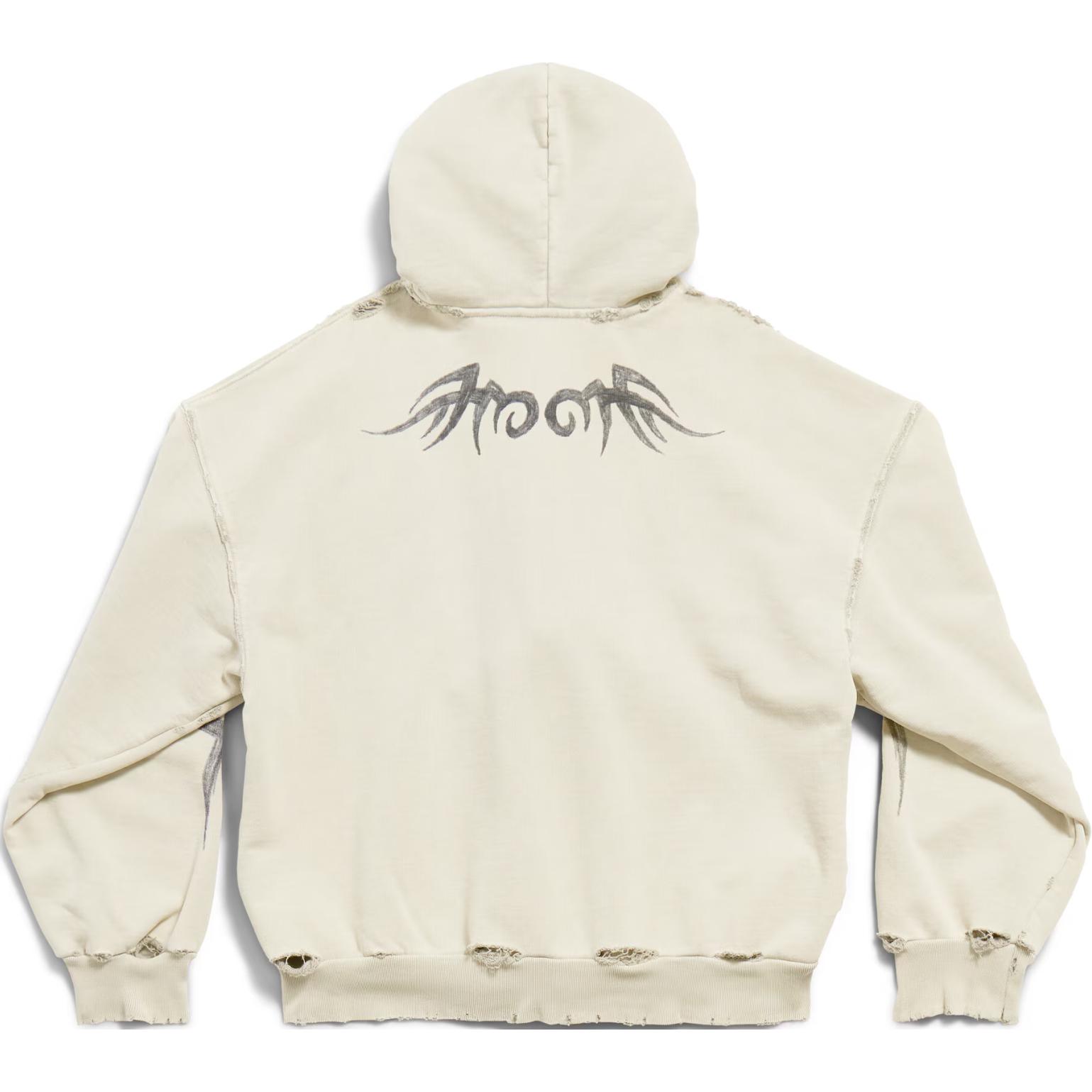 Lookbook Chaqueta Sudadera con Capucha Beige Balenciaga Bordada Gráfica Corte Regular. 803264TRVG22041