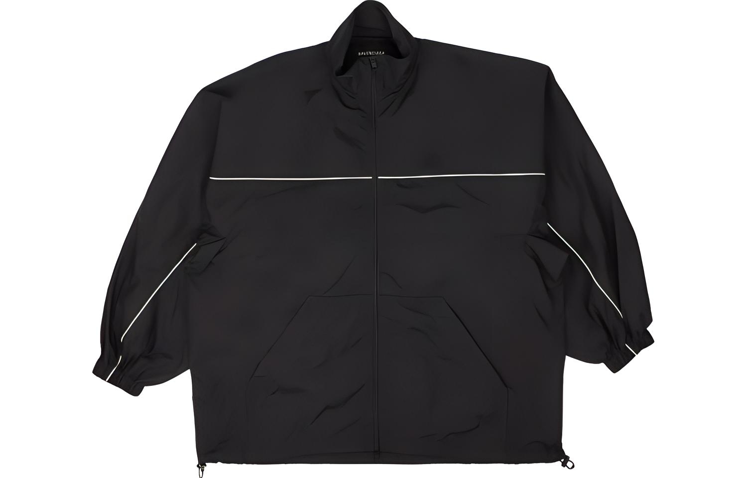 Balenciaga Embroidered Logo Black Polo Jacket Loose Fit Style 626315TG0114100