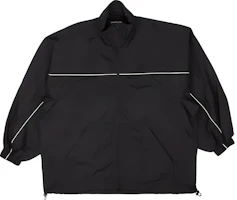 Balenciaga Embroidered Logo Black Polo Jacket Loose Fit Style 626315TG0114100 Balenciaga Embroidered Logo Black Polo Jacket Loose Fit Style 626315TG0114100