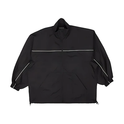 Balenciaga Embroidered Logo Black Polo Jacket Loose Fit Style 626315TG0114100