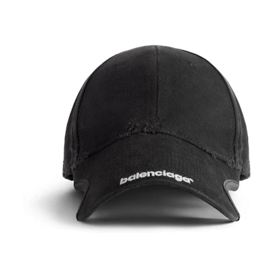 Balenciaga Embroidered Logo Cotton Black Cap for Men. 787078410B21077