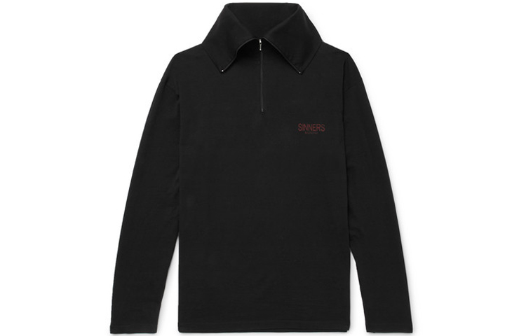 Balenciaga Embroidered Logo Half-Zip Pullover Sweatshirt Men Black 486144TWK521000