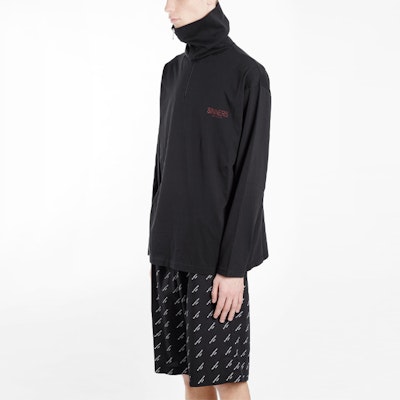 Balenciaga 刺繡Logo半拉鍊套頭衫衛衣 男款 黑色 486144TWK521000 Shop Balenciaga 刺繡Logo半拉鍊套頭衫衛衣 男款 黑色 486144TWK521000