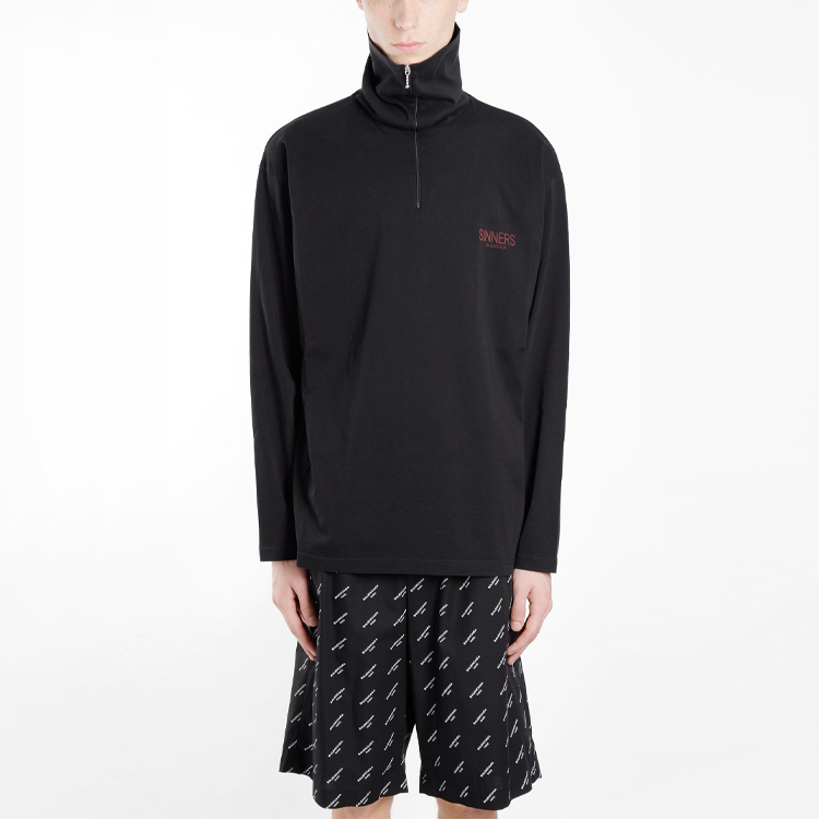 Purchase Balenciaga 刺繡Logo半拉鍊套頭衫衛衣 男款 黑色 486144TWK521000
