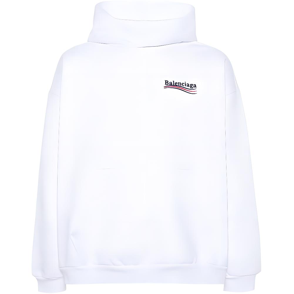 Balenciaga Embroidered Logo Hoodie Unisex Oversized Fit - Optical White 767877TKVI99040