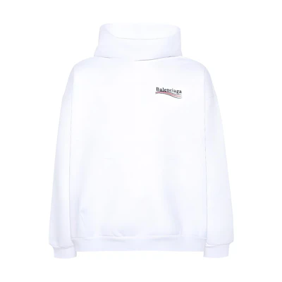 Balenciaga Embroidered Logo Hoodie Unisex Oversized Fit - Optical White 767877TKVI99040