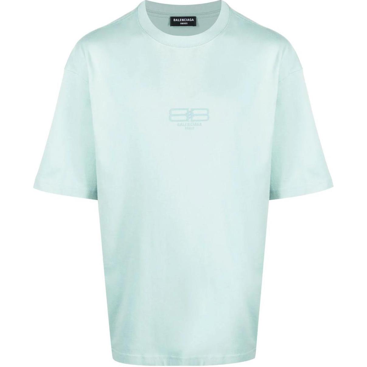 Balenciaga Embroidered Logo Unisex T-Shirt Light Blue. 612966TMVG74947
