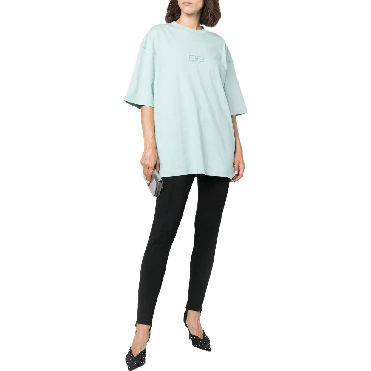 Balenciaga Embroidered Logo Unisex T-Shirt Light Blue. 612966TMVG74947 圖 4