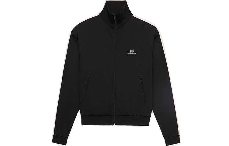 Order Balenciaga Jaket Track Hitam Regular Fit dengan Logo Bordir dan Resleting 601727TGV041070