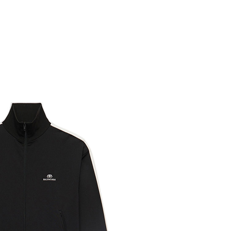 Sizing Balenciaga Jaket Track Hitam Regular Fit dengan Logo Bordir dan Resleting 601727TGV041070