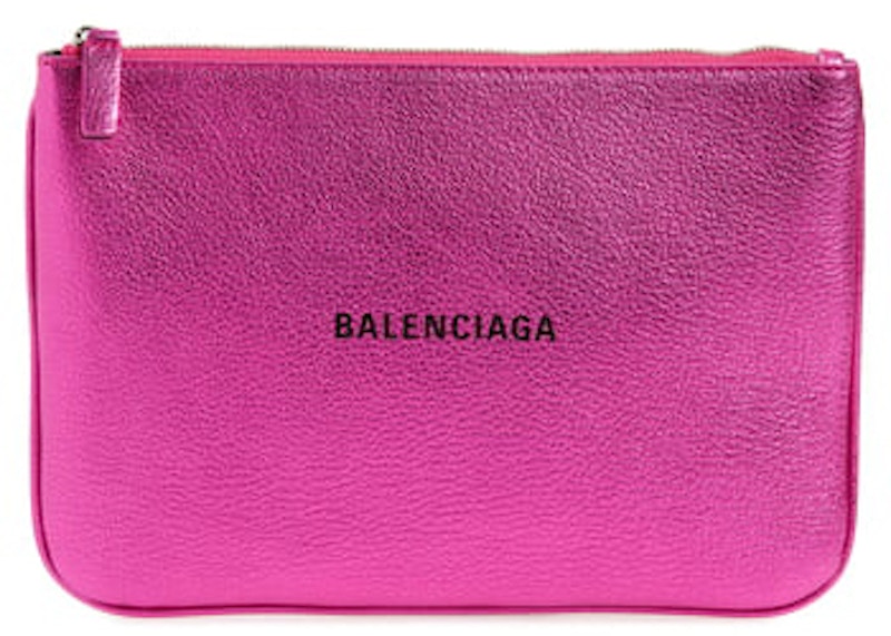 Balenciaga Everyday Leather Pouch Metallic Pink