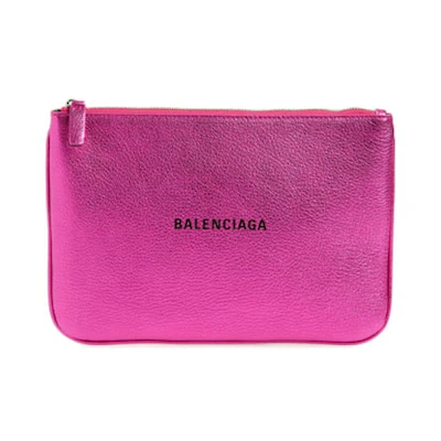 Balenciaga Everyday Leather Pouch Metallic Pink