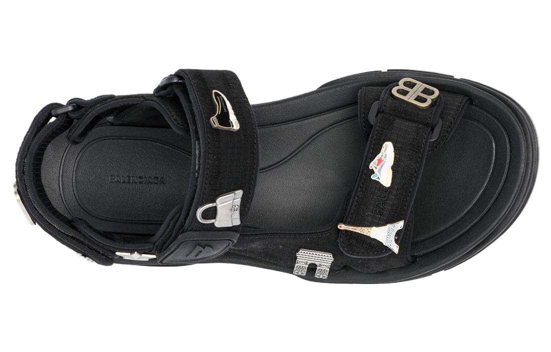 Lookbook 巴黎世家 Balenciaga 織物 時尚休閒 沙灘涼鞋 男款 黑色