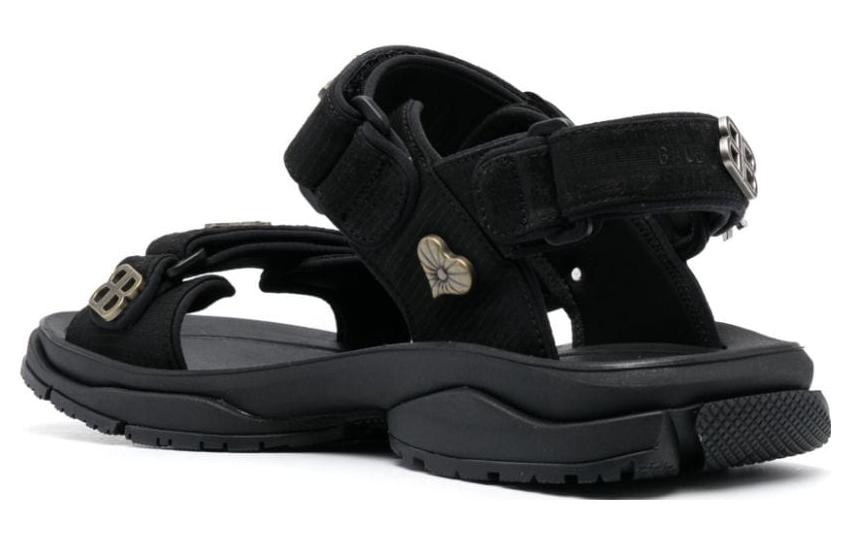 Shop 巴黎世家 Balenciaga 織物 時尚休閒 沙灘涼鞋 男款 黑色