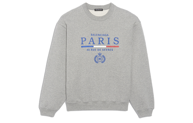 Balenciaga Fleece Flag Crewneck Sweatshirt Grey () 570807TGV681300