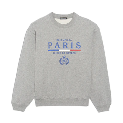 Balenciaga Fleece Flag Crewneck Sweatshirt Grey () 570807TGV681300