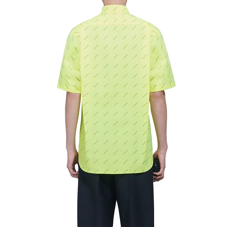 Details for 발렌시아가 형광 옐로우 올오버 로고 반팔 셔츠 534332TILX67110