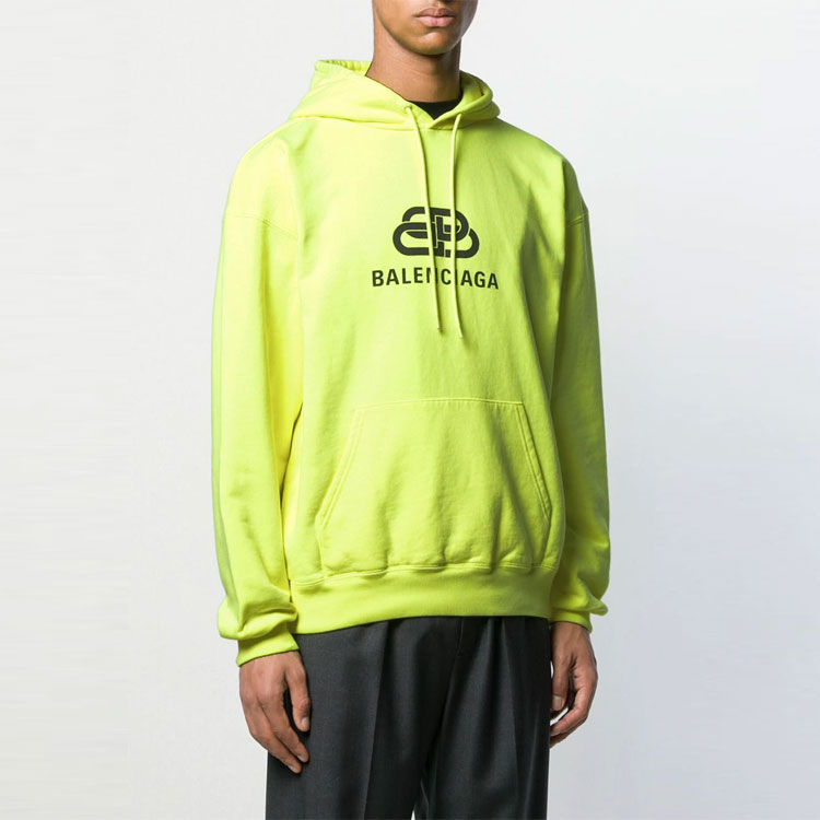Balenciaga Fluorescent Yellow BB Logo Print Back Zipper Hoodie 583215TFV617050 圖 3