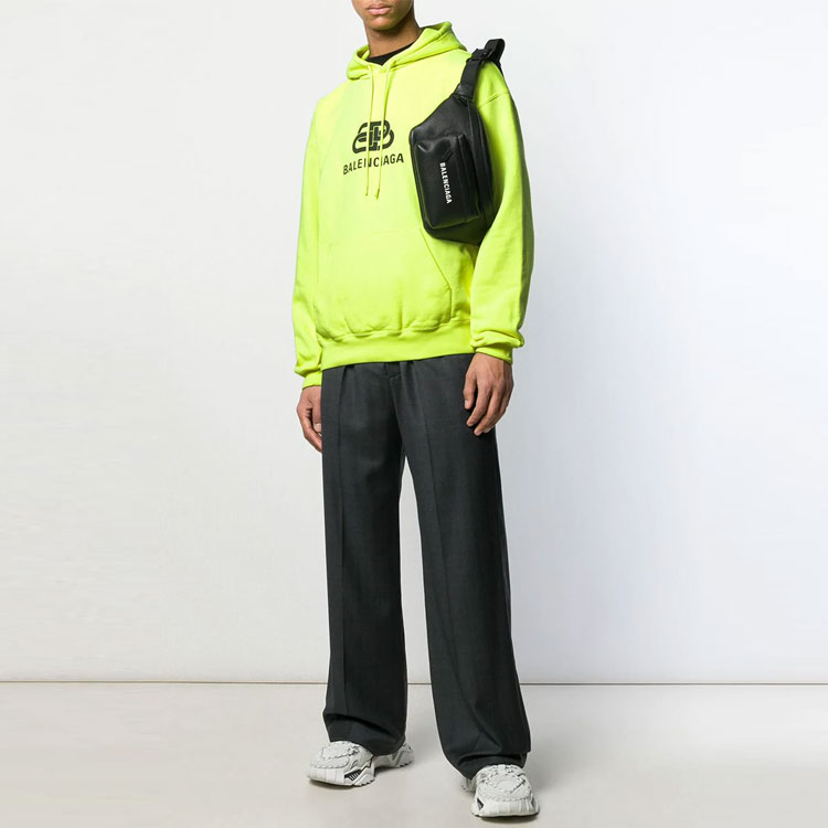 Balenciaga Fluorescent Yellow BB Logo Print Back Zipper Hoodie 583215TFV617050 圖 5