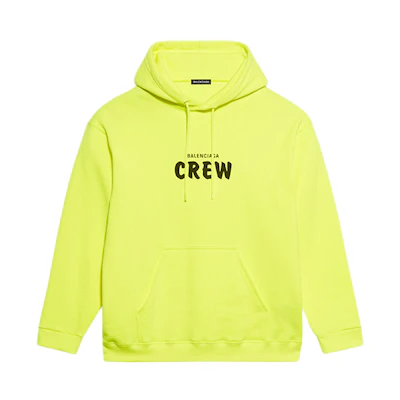 Balenciaga Fluorescent Yellow Logo Print Hoodie Regular Fit 600583TIV757072